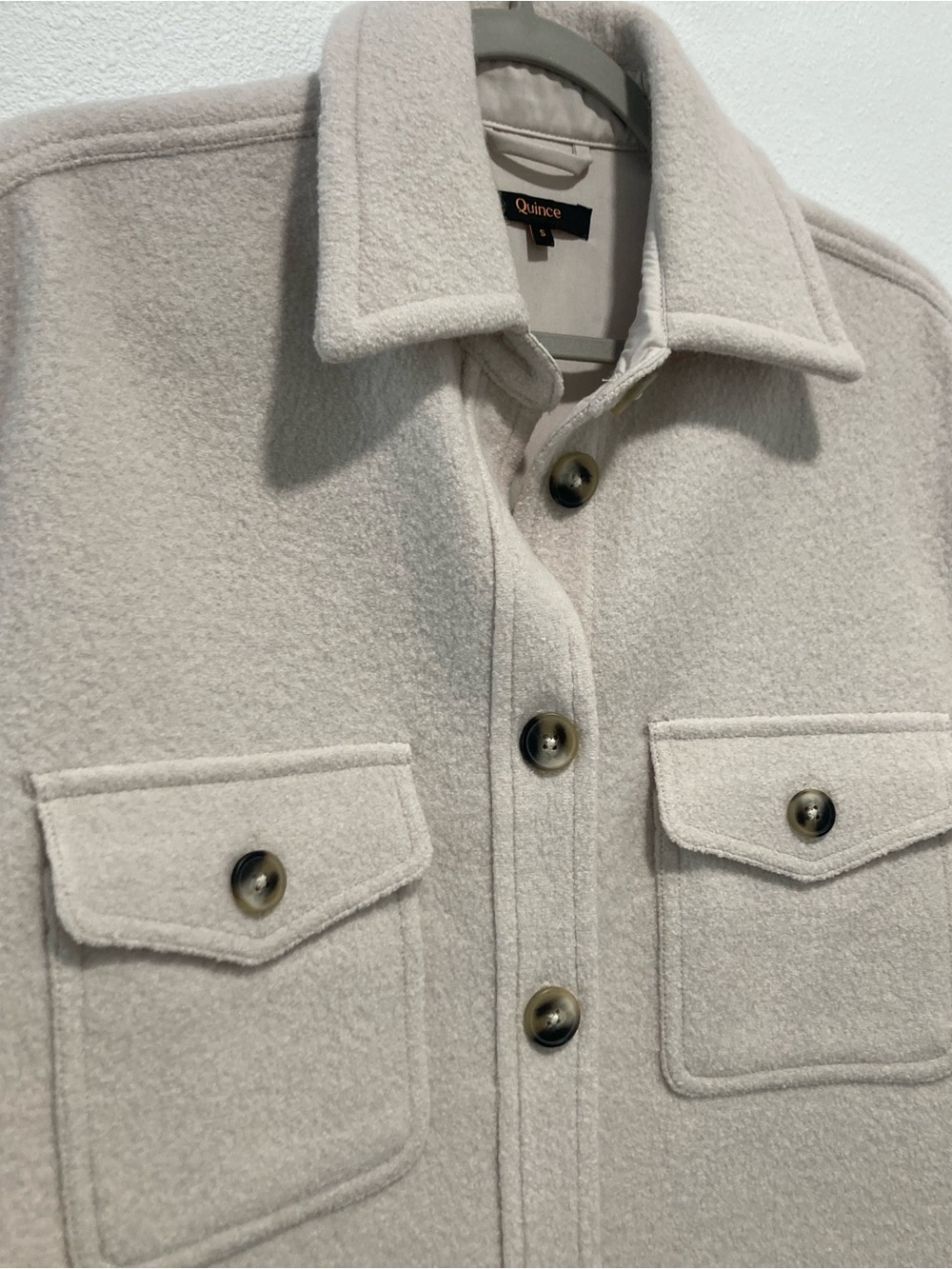 Quince 100% Merino Wool Shirt Jacket in Heather Bone Women’s Small Shacket - Picture 3 of 12